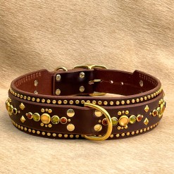 Vintage Willow Deluxe 2" - custom handmade leather dog collar for large breeds
